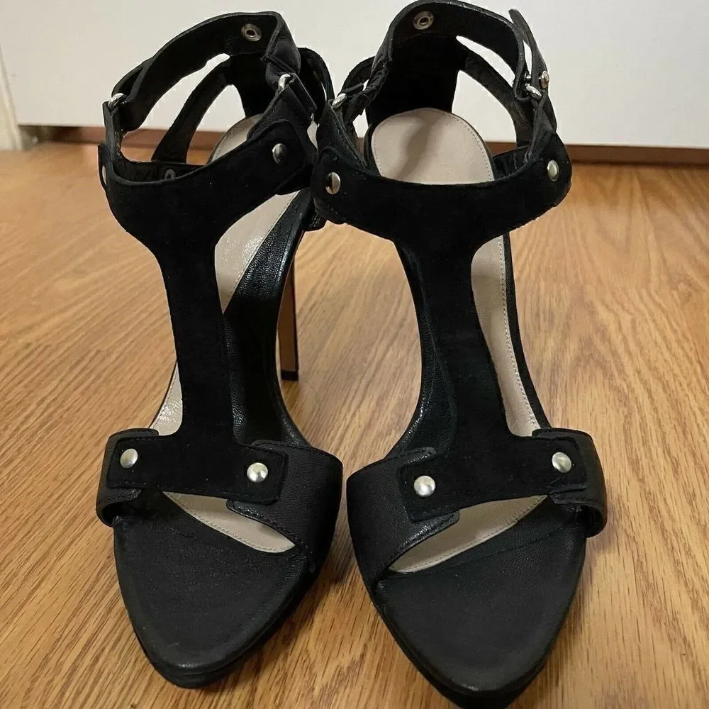 Herve Leger Hera black high heel Strappy sandals Stiletto shoes size EU 38 US 7